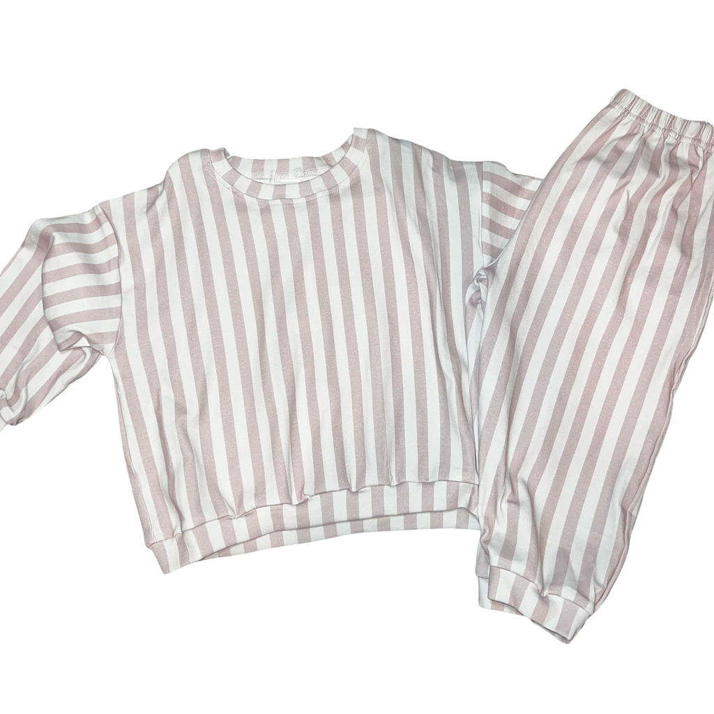 blush stripe jogger set