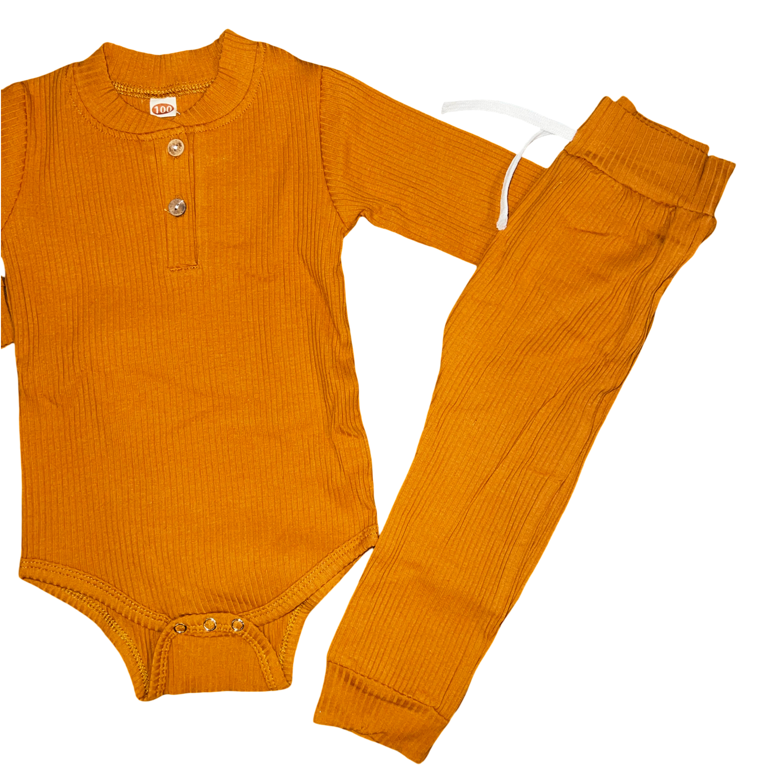 9-12M brown 2pc ribbed set