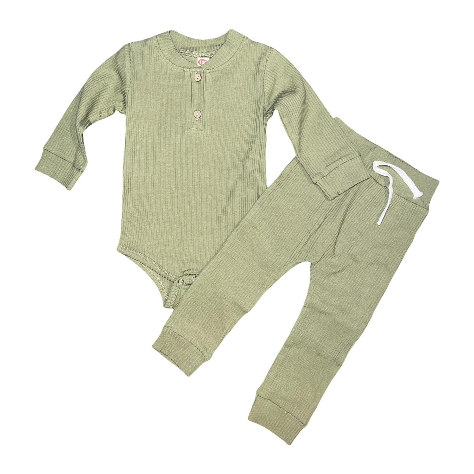 9-12M green 2pc ribbed set