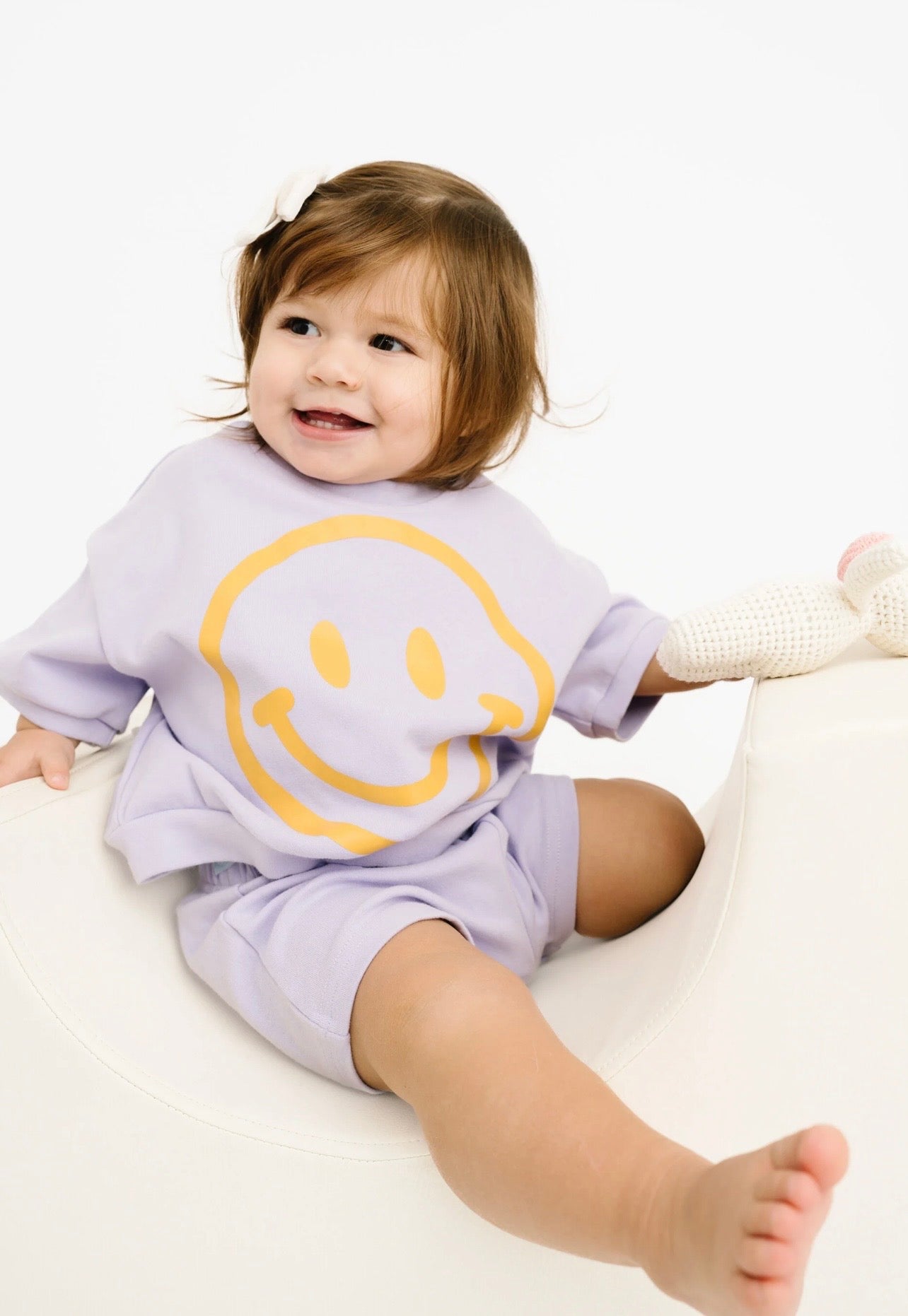 lilac smiley slouchy short set