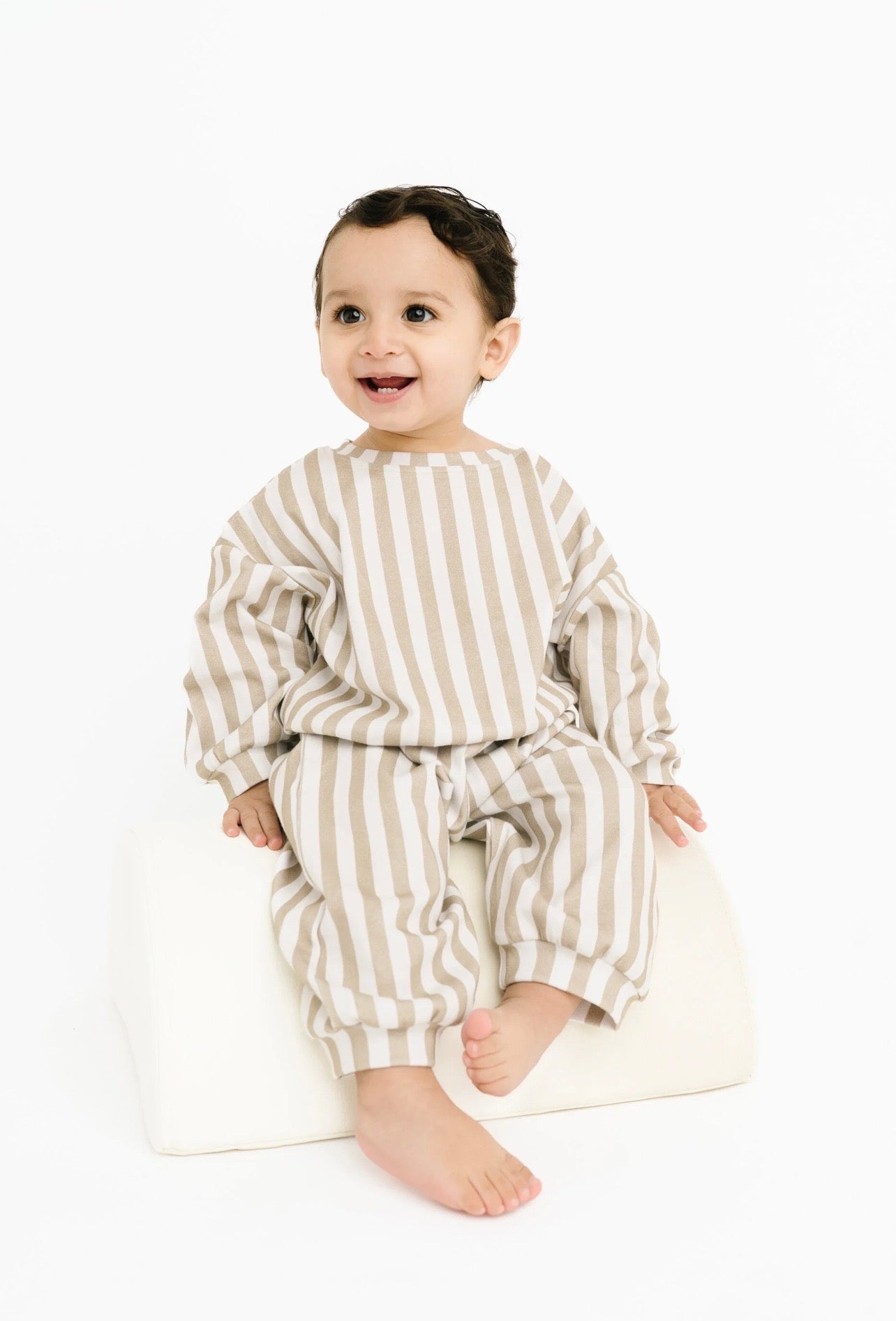 olive stripe jogger set