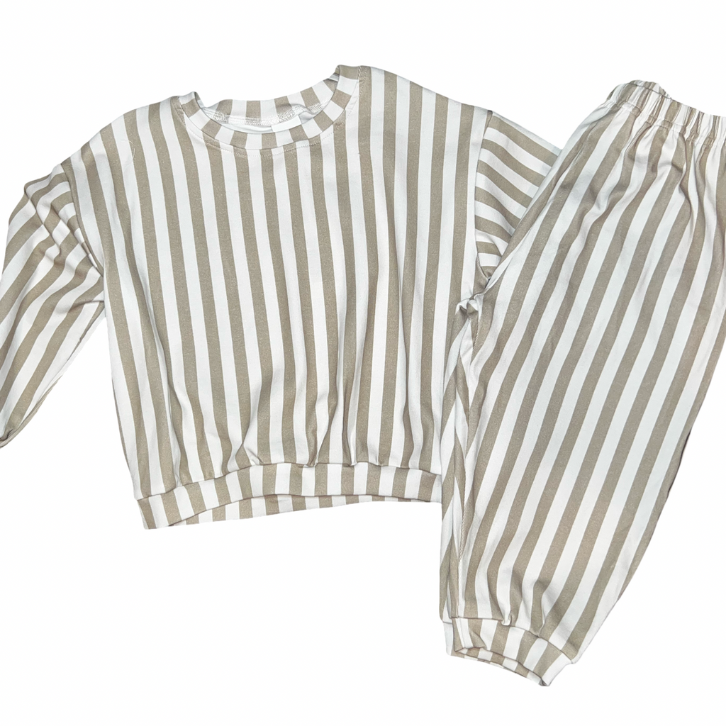 olive stripe jogger set