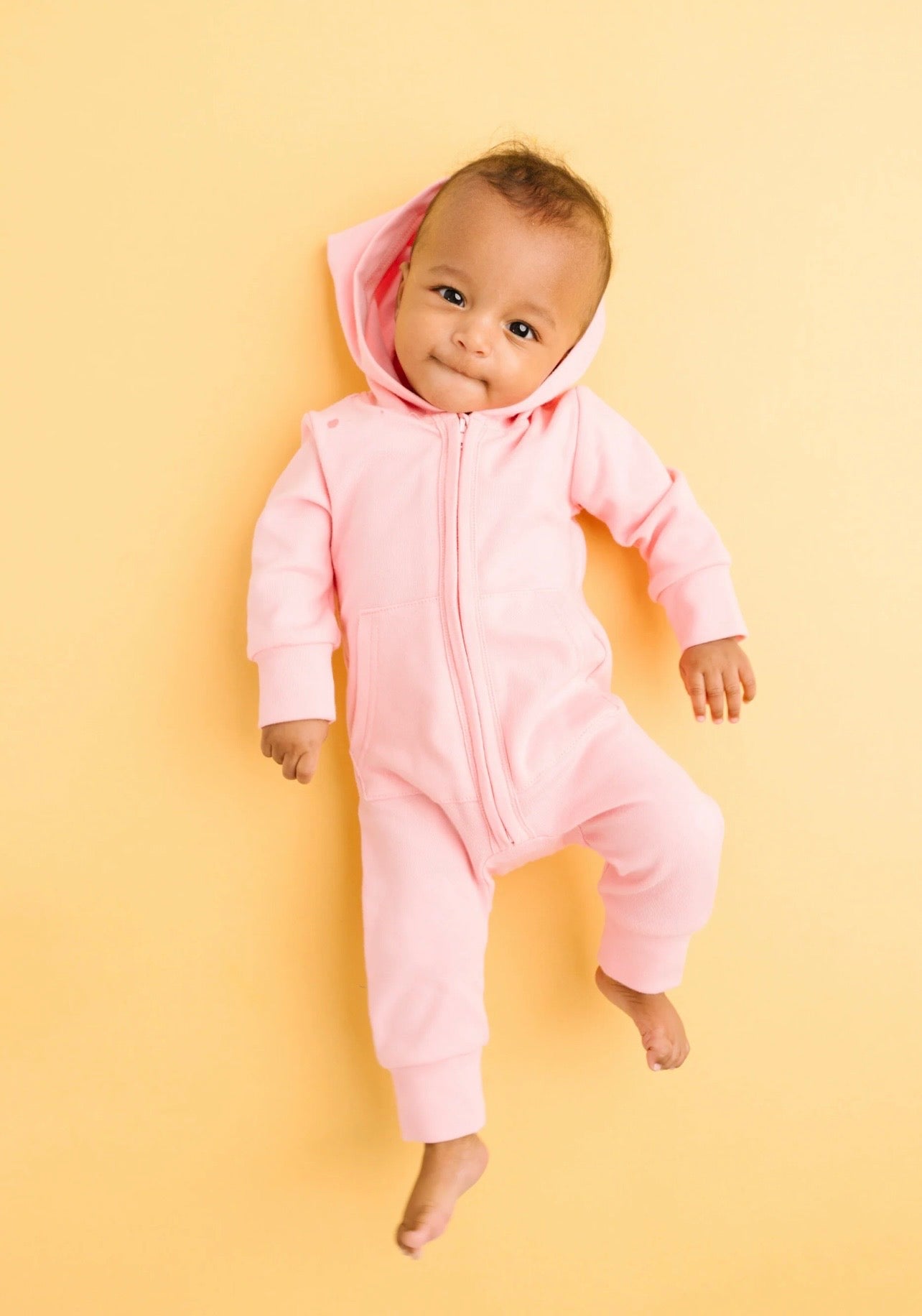 petal pink hooded zippy