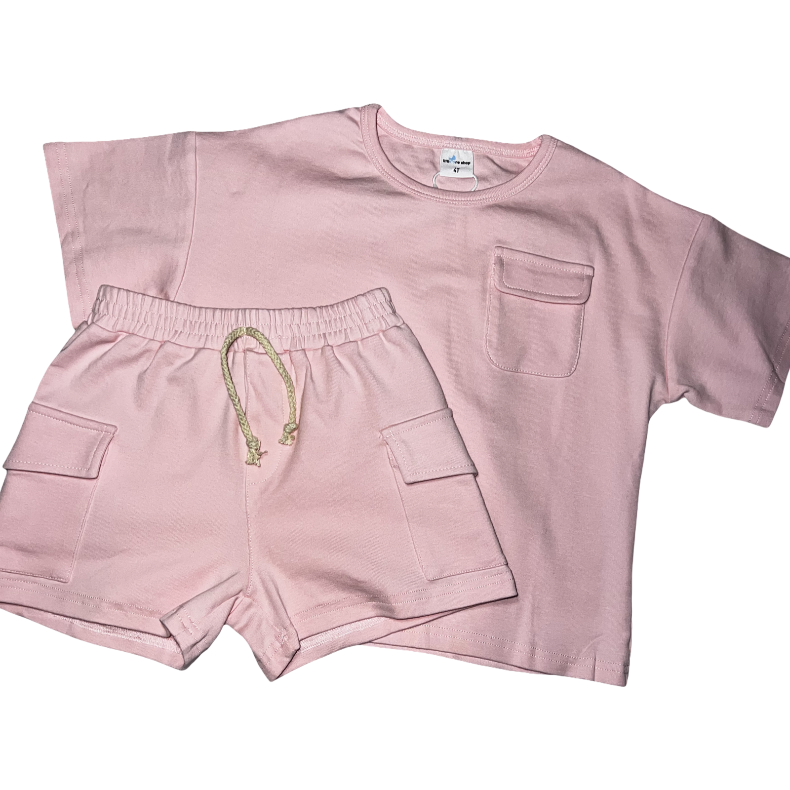 5T pink cargo slouchy short set