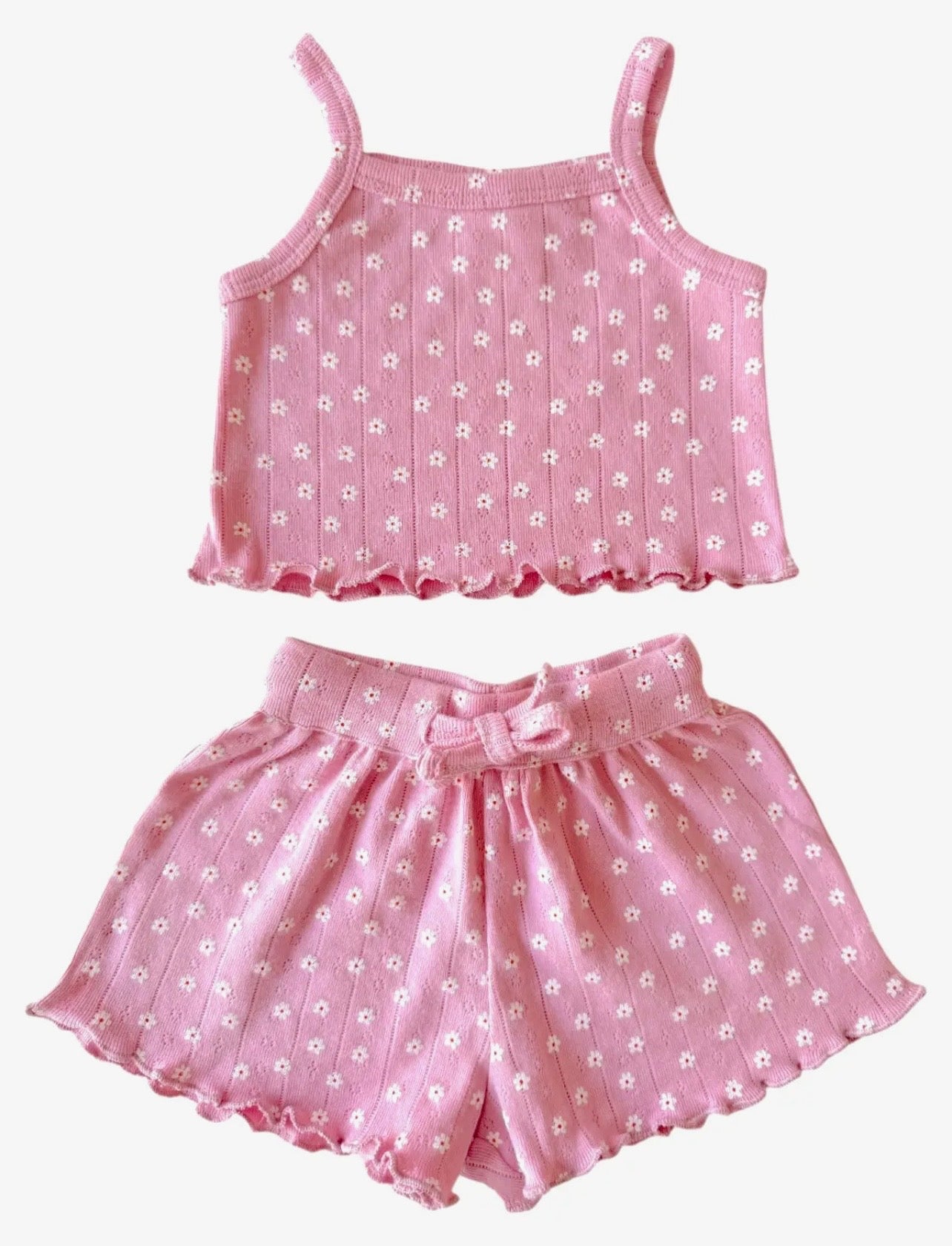 pink flower short set