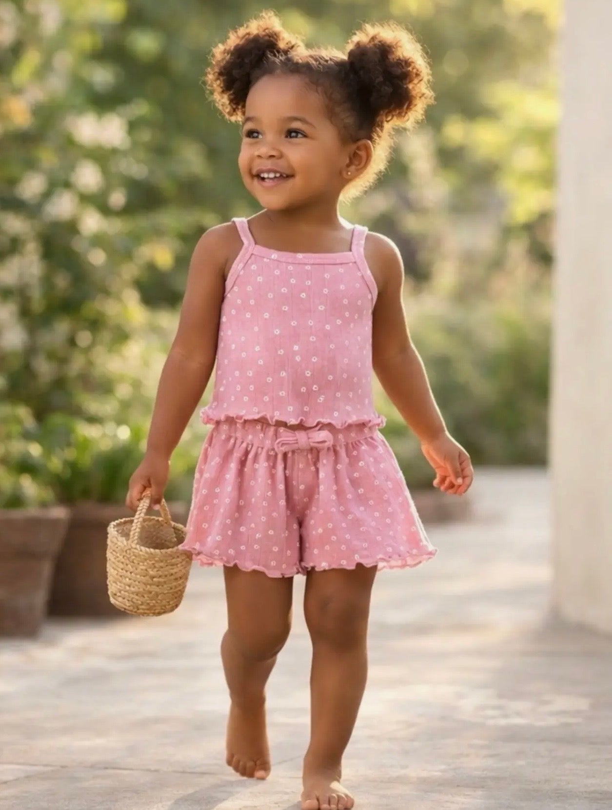 pink flower short set