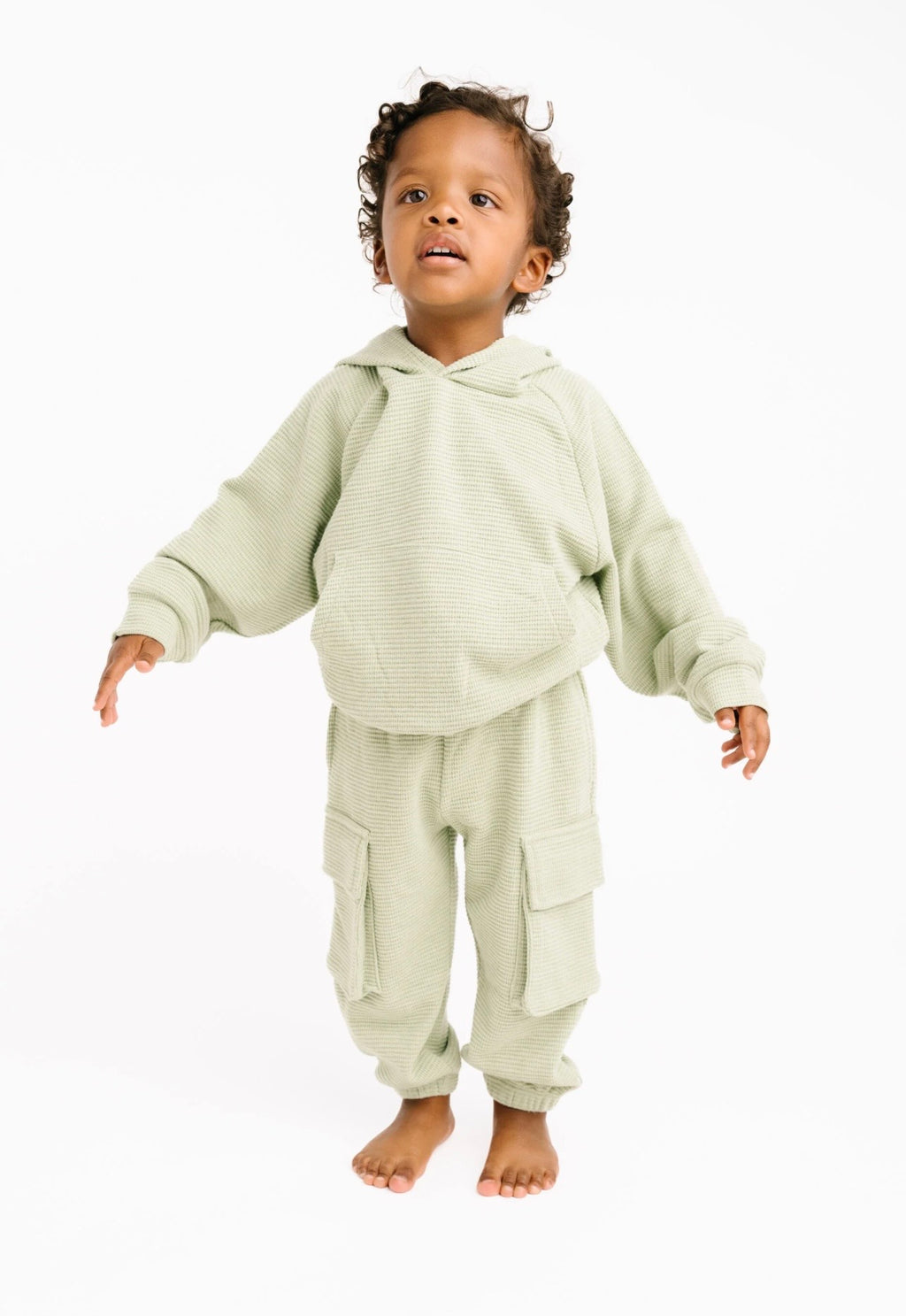 sage waffle jogger set