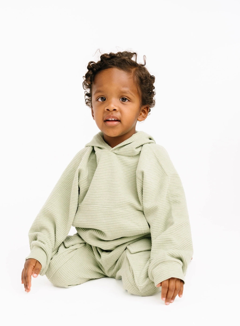 sage waffle jogger set