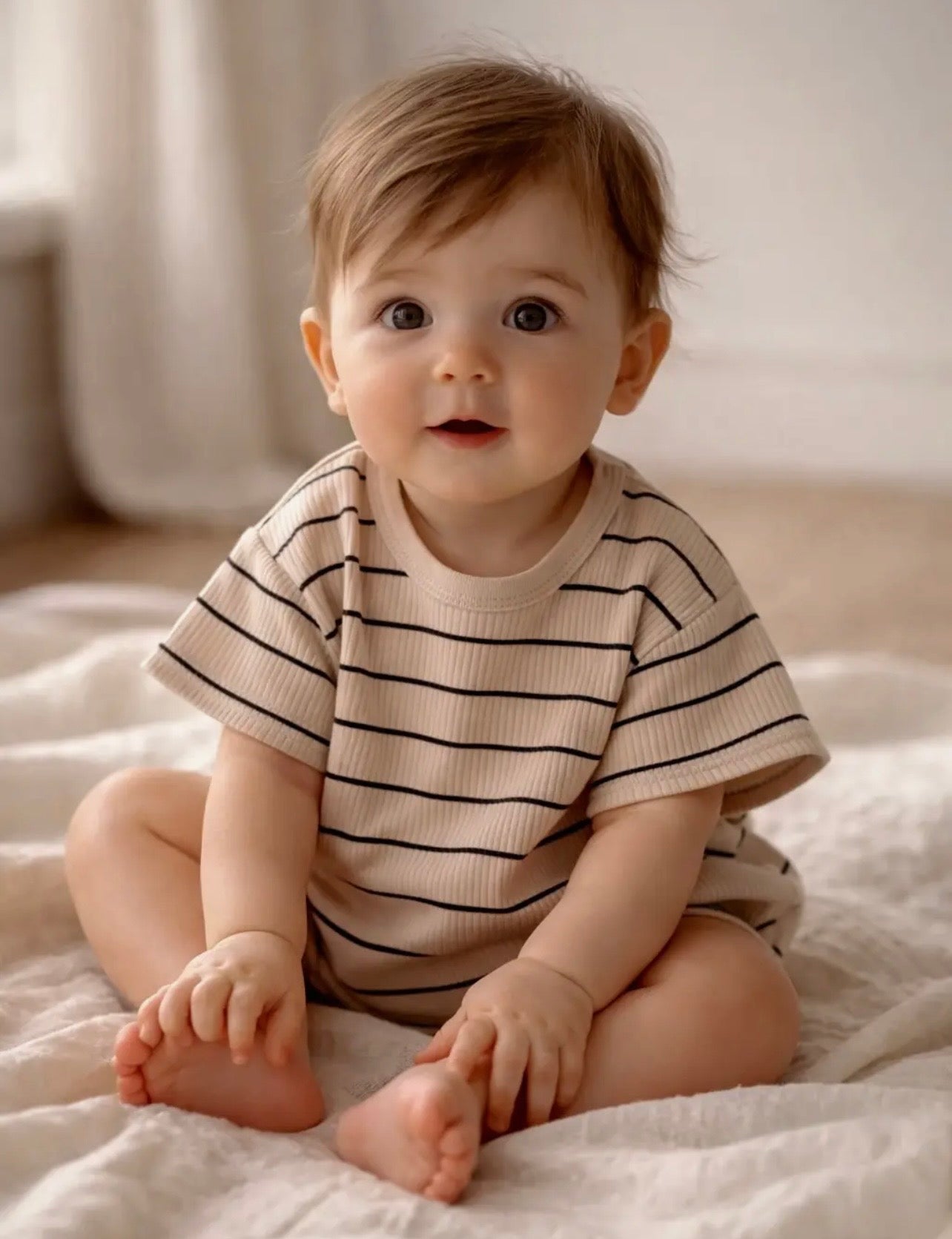 black stripe bubble romper