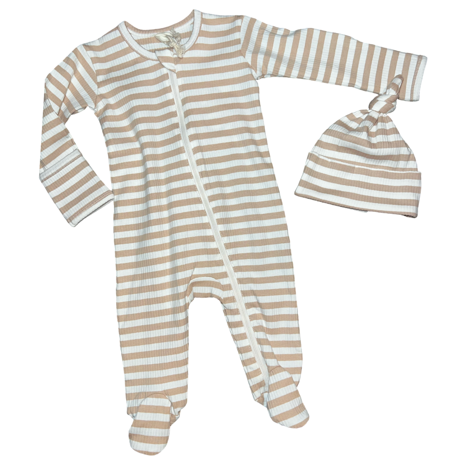 9-12M striped zippy + hat